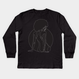 Woman with Afro Kids Long Sleeve T-Shirt